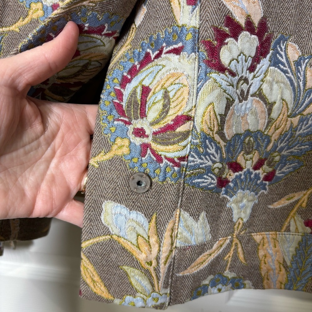 Doncaster Cottagecore Tapestry Jacket Womens 10 Wool Silk Blend Victorian Luxury - Picture 10 of 13